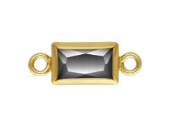 Gold Filled Cubic Zirconia Rectangle Bezel Connector Black, 3mm X 5mm