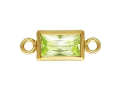 Gold Filled Cubic Zirconia Rectangle Bezel Connector Lime, 3mm X 5mm