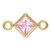 Gold Filled Cubic Zirconia Square Bezel Connector Pink, 3mm