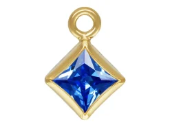 Gold Filled Cubic Zirconia Square Bezel Drop Connector Sapphire, 3mm