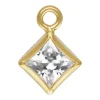 Gold Filled Cubic Zirconia Square Bezel Drop Connector White, 3mm