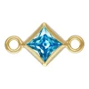 Gold Filled Cubic Zirconia Square Bezel Connector Swiss Blue, 3mm