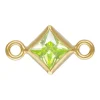 Gold Filled Cubic Zirconia Square Bezel Connector Lime, 3mm