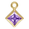 Gold Filled Cubic Zirconia Square Bezel Drop Connector Light Amethyst, 3mm