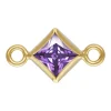 Gold Filled Cubic Zirconia Square Bezel Connector Amethyst, 3mm