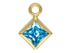 Gold Filled Cubic Zirconia Square Bezel Drop Connector Swiss Blue, 3mm