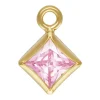 Gold Filled Cubic Zirconia Square Bezel Drop Connector Pink, 3mm