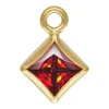 Gold Filled Cubic Zirconia Square Bezel Drop Connector Garnet, 3mm