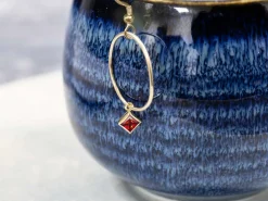 Gold Filled Cubic Zirconia Square Bezel Drop Connector Garnet, 3mm