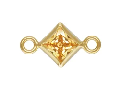 Gold Filled Cubic Zirconia Square Bezel Connector Champagne, 3mm