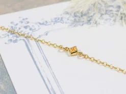 Gold Filled Cubic Zirconia Square Bezel Connector Champagne, 3mm