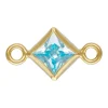 Gold Filled Cubic Zirconia Square Bezel Connector Aquamarine, 3mm