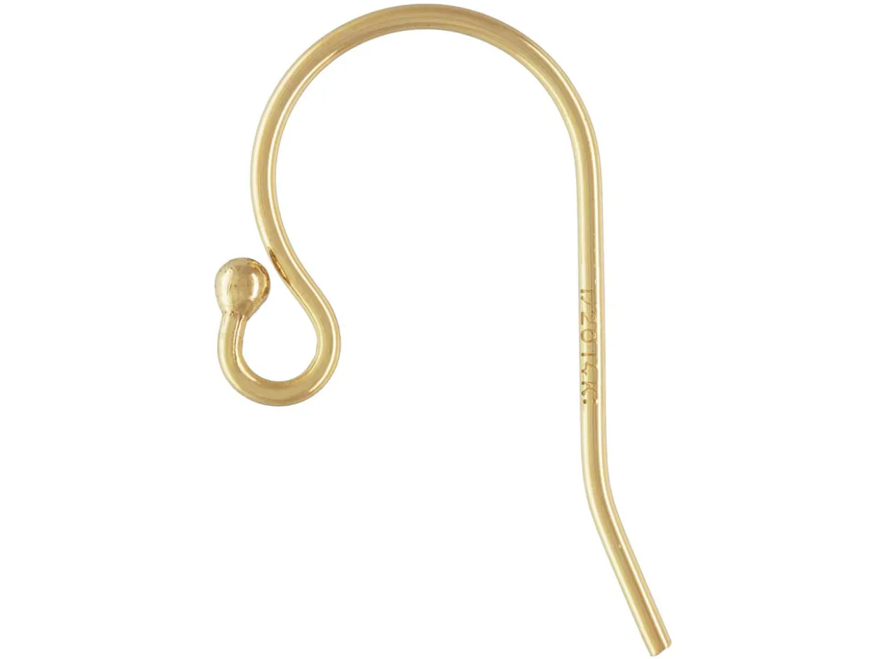 Gold Filled Earring Hook Wire With Bead And Loop 20mm Pack of 6