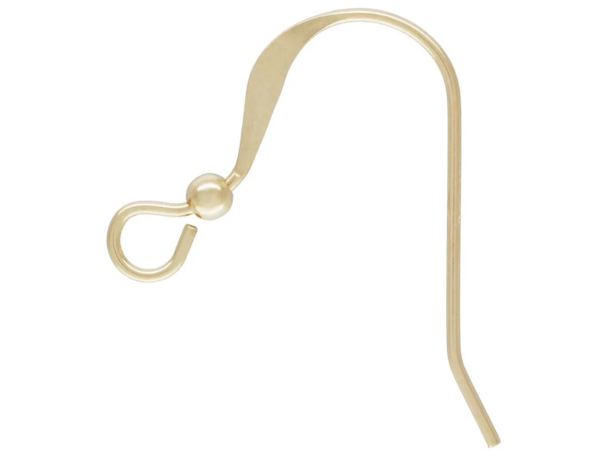 Gold Filled Earring Hook Wire With Bead And Loop 20mm Pack of 6