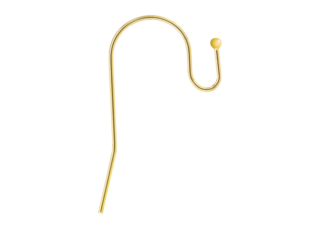 Gold Filled Earring Hook Wire With 1.2mm Beads 40mm Pack of 6
