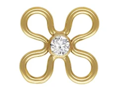 Gold Filled Flower Connector 7.5mm With 2mm White Cubic Zirconia