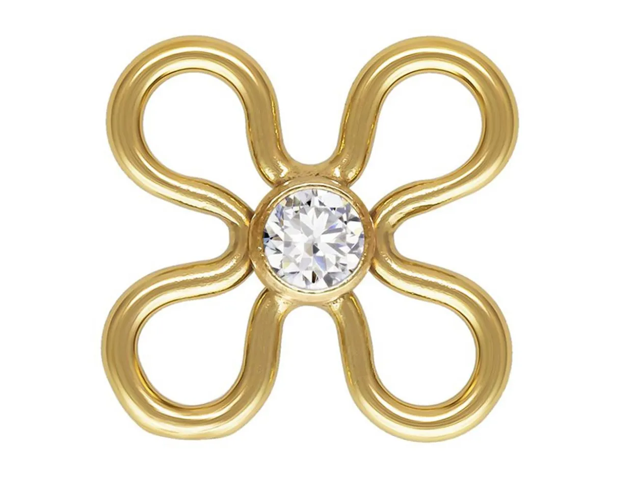 Gold Filled Flower Connector 7.5mm With 2mm White Cubic Zirconia