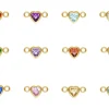 Gold Filled Heart Birthstone Cubic Zirconia Bezel Connectors Set