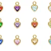 Gold Filled Heart Birthstone Cubic Zirconia Bezel Drop Connectors Set
