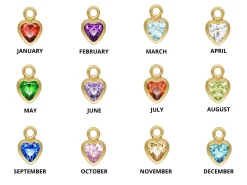 Gold Filled Heart Birthstone Cubic Zirconia Bezel Drop Connectors Set