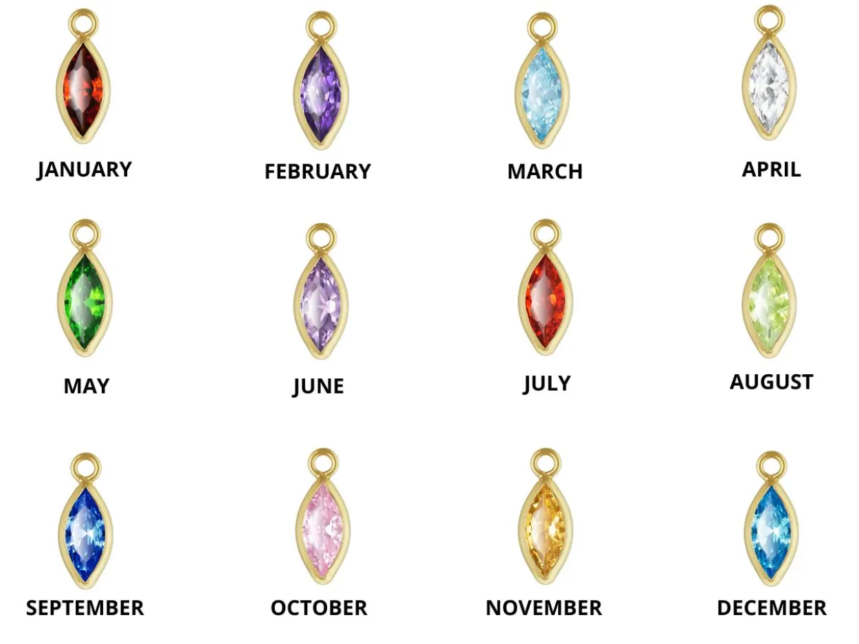 Gold Filled Marquise Birthstone Cubic Zirconia Bezel Drop Connectors Set