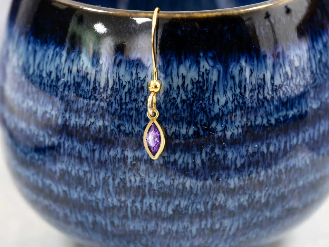 Gold Filled Marquise Birthstone Cubic Zirconia Bezel Drop Connectors Set