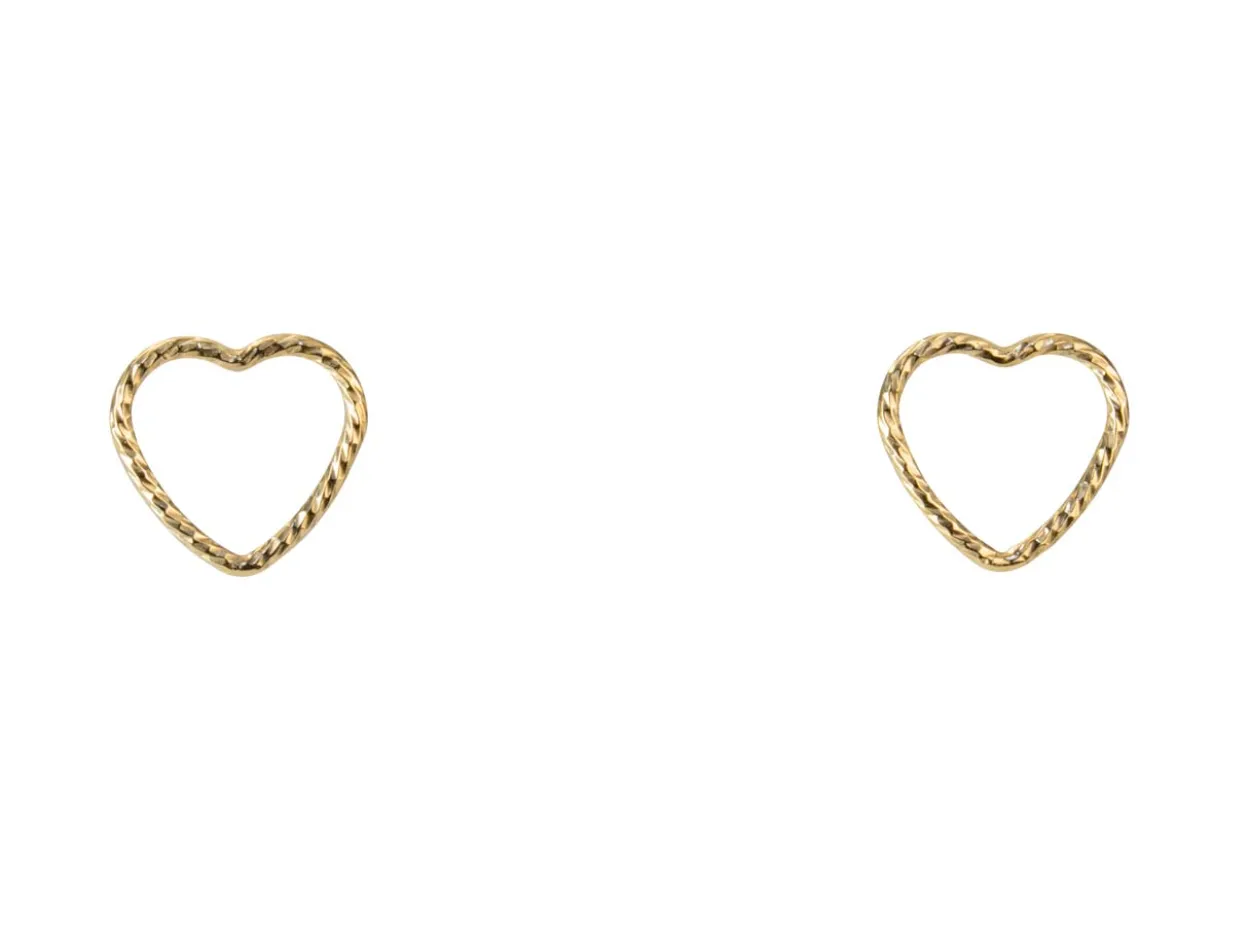Gold Filled 10mm Sparkle Heart Stud Earrings