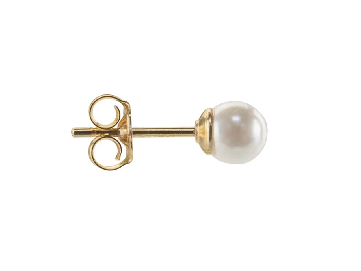 Gold Filled 4mm White Crystal Pearl Design Stud Earrings