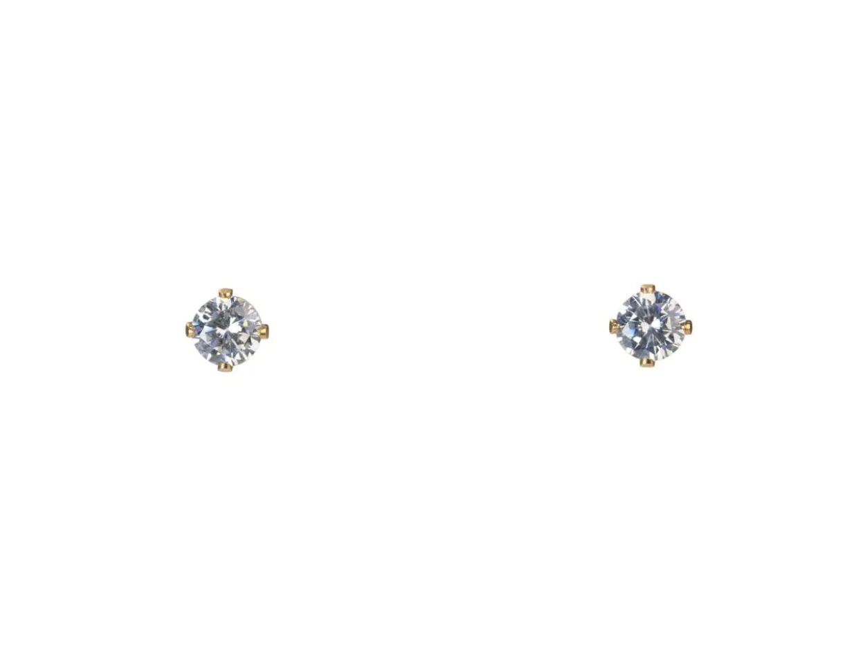 Gold Filled 4mm White Cubic Zirconia Stud Earrings