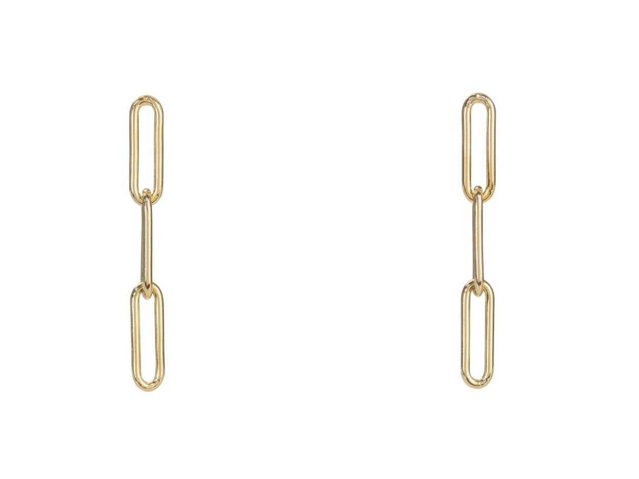 Gold Filled Paperclip Chain Design Drop Earrings