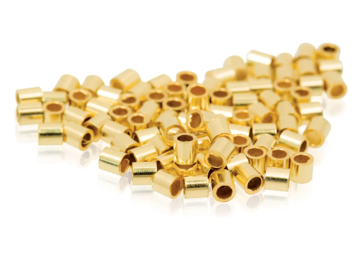 Gold Filled Plain Crimp Tube 1.2mm Id, 2.0mm Length, Pack of 100
