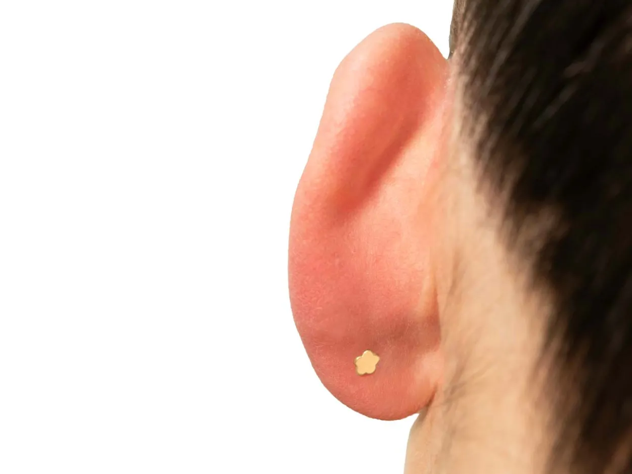 Gold Filled Plain Flower Labret Tube 4mm