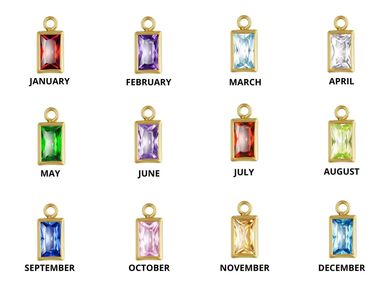 Gold Filled Rectangle Birthstone Czbezel Drop Connectors Set