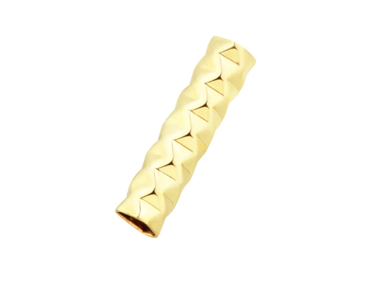 Gold Filled Round Tube Hammered Straight Spacer 15mm