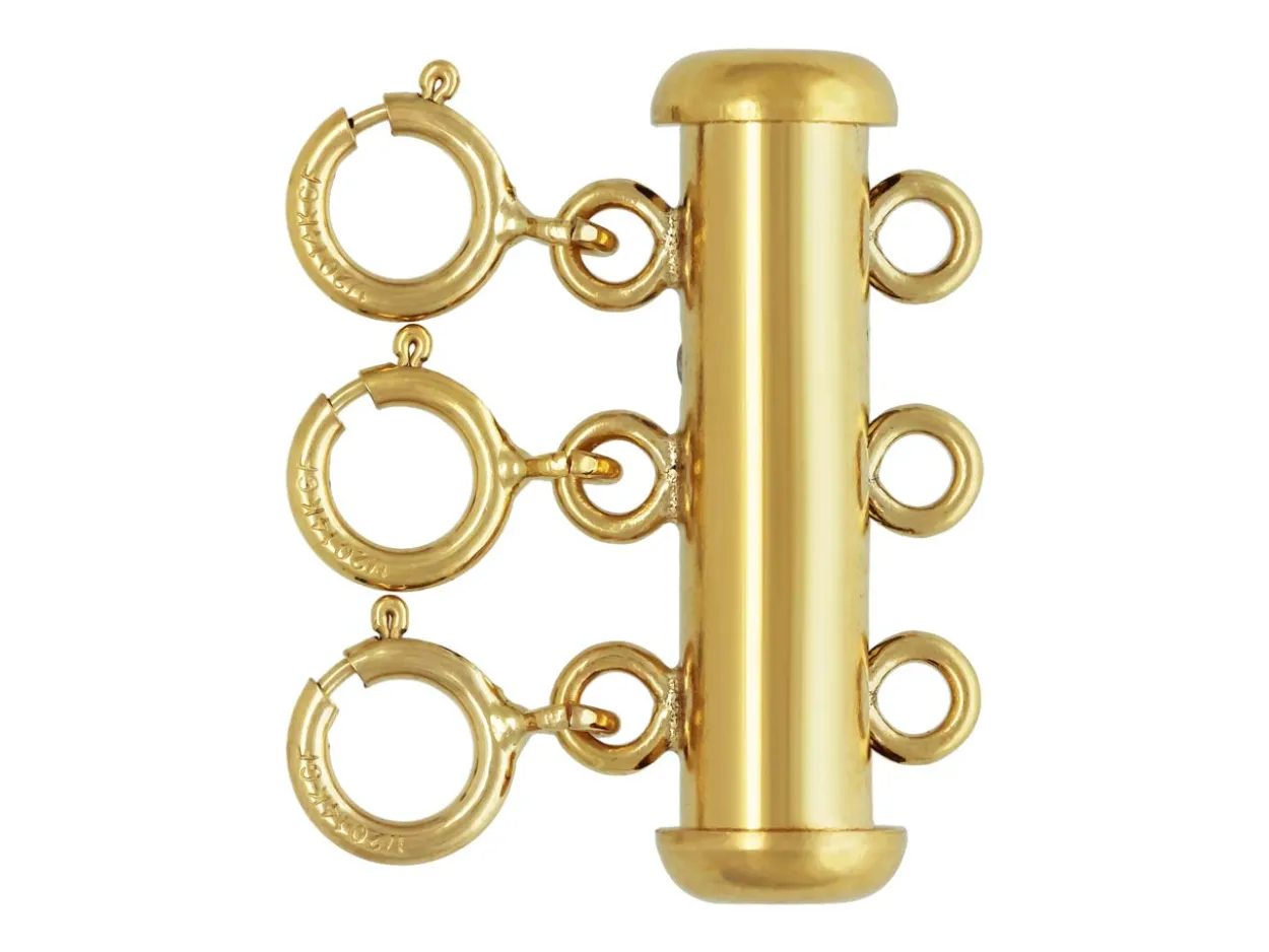 Gold Filled 3 Row Bolt Ring Tube Clasp