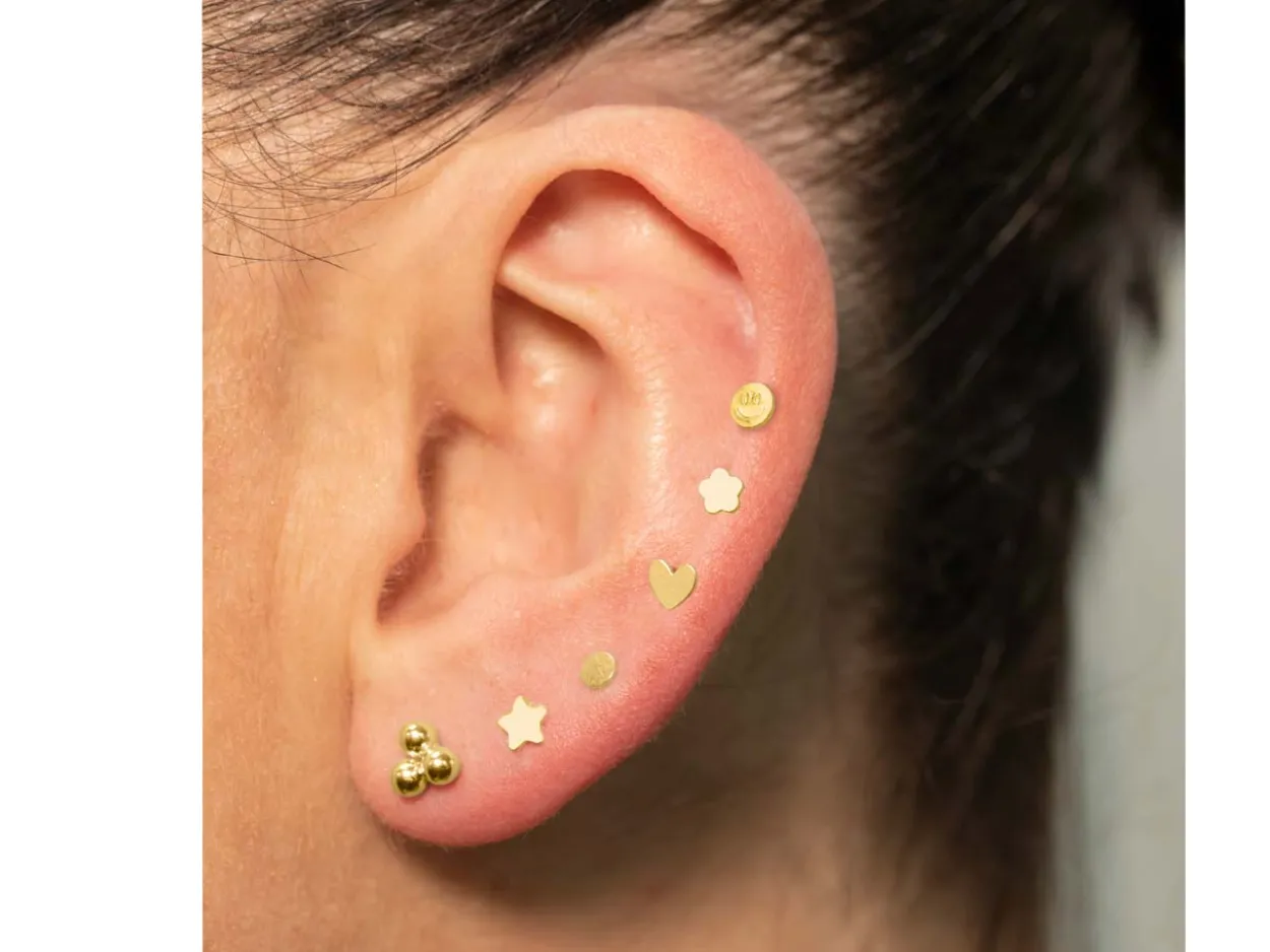 Gold Filled Smiley Face Labret Post 4mm