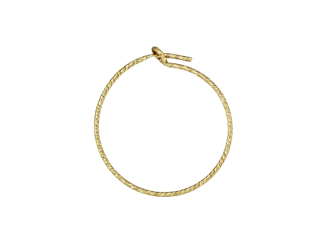Gold Filled Sparkle Beading Hoop Earring 20mm