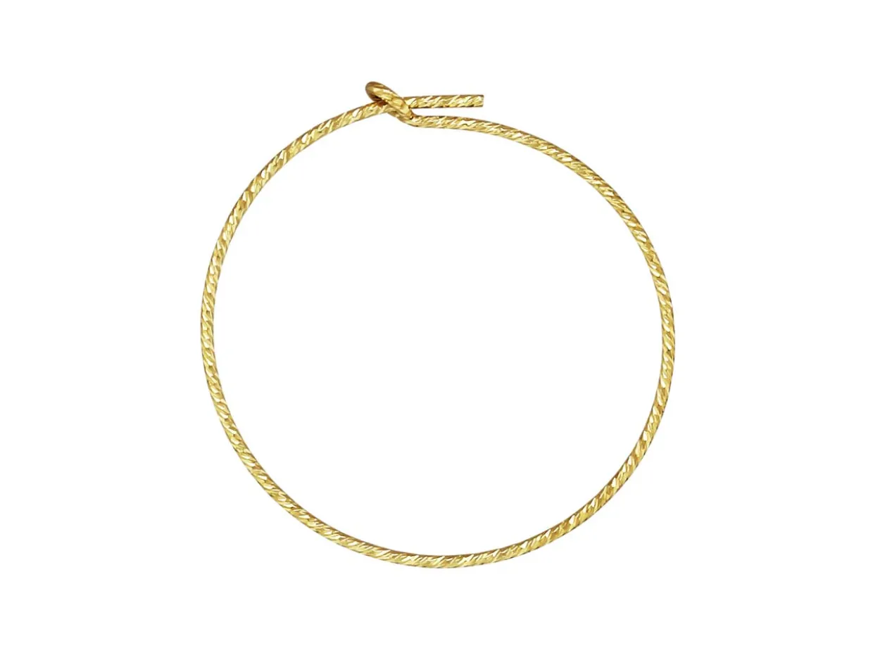 Gold Filled Sparkle Beading Hoop Earring 25mm