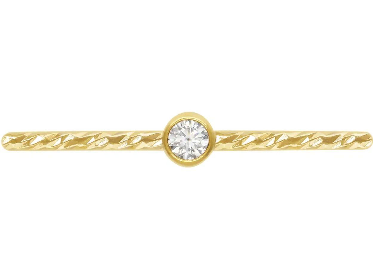 Gold Filled Sparkle Stacking 2mm White Cubic Zirconia Ring Medium