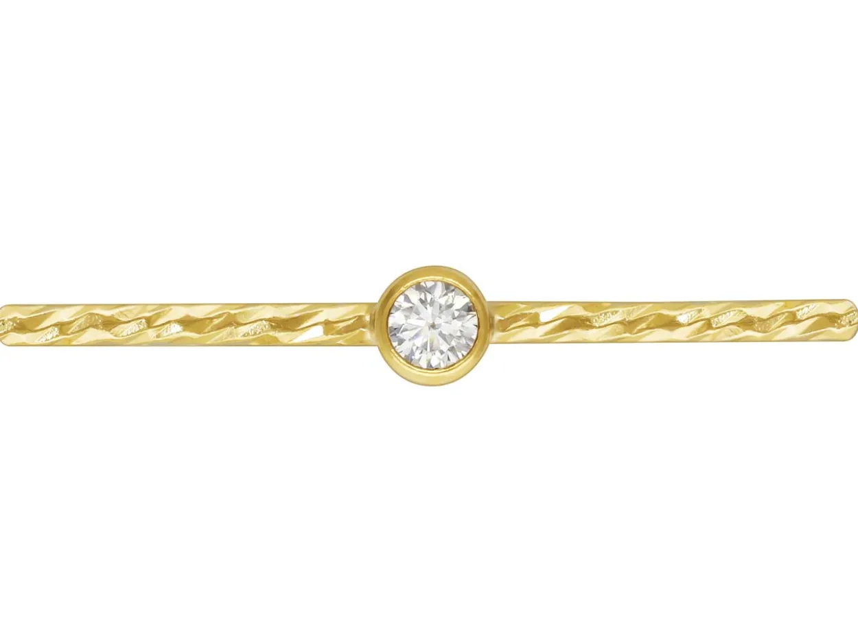 Gold Filled Sparkle Stacking 2mm White Cubic Zirconia Ring Large