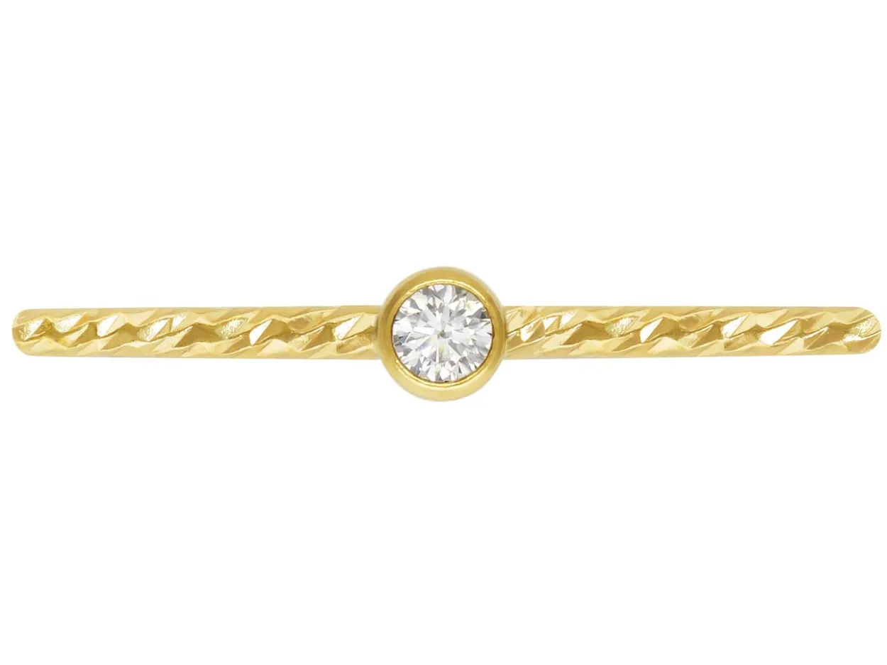 Gold Filled Sparkle Stacking 2mm White Cubic Zirconia Ring Small