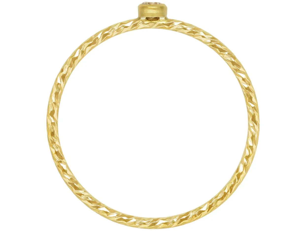 Gold Filled Sparkle Stacking 2mm White Cubic Zirconia Ring Small