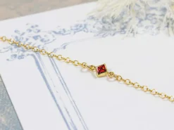 Gold Filled Square Birthstone Cubic Zirconia Bezel Connectors Set