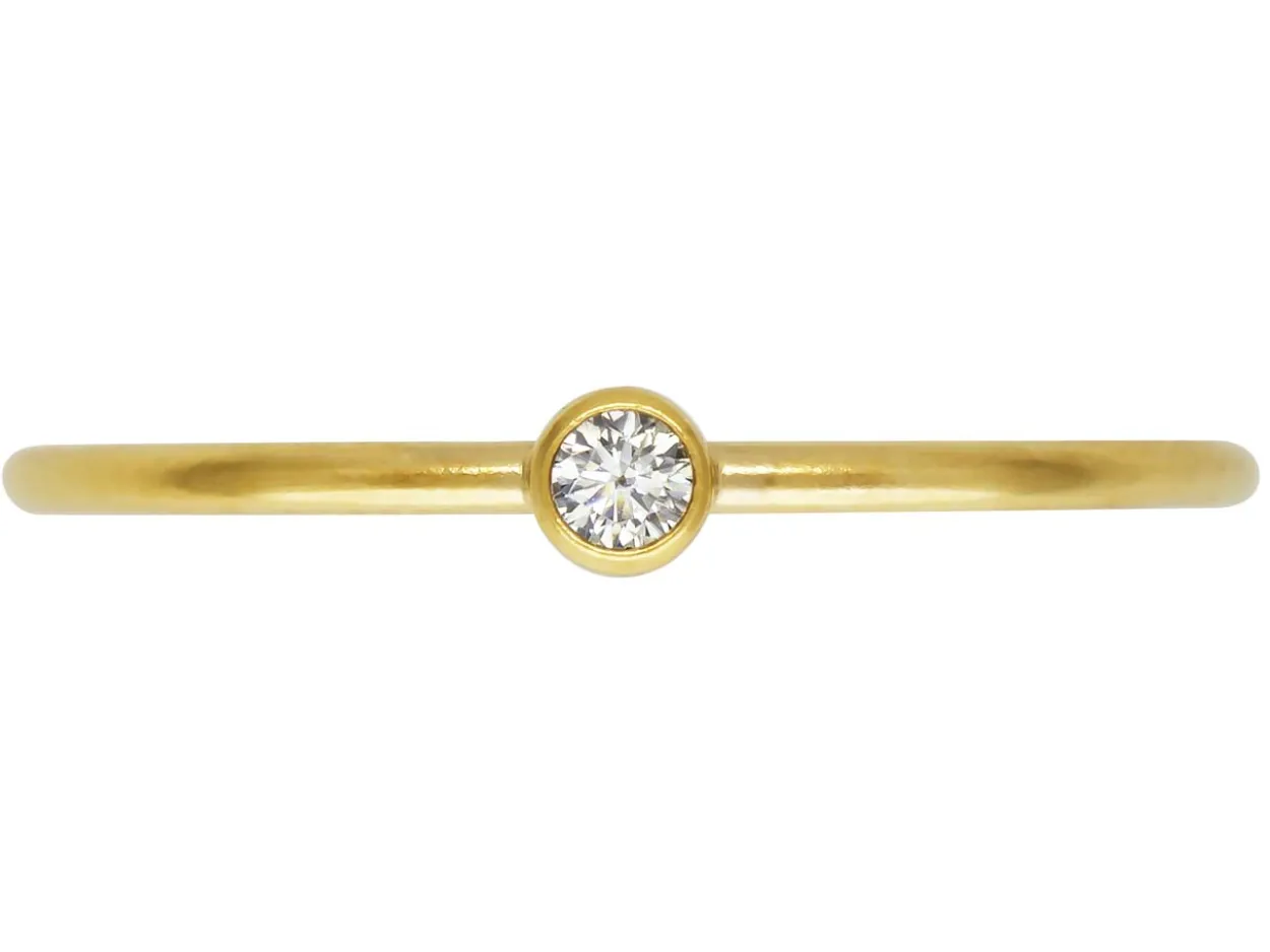 Gold Filled Stacking 2mm White Cubic Zirconia Ring Small
