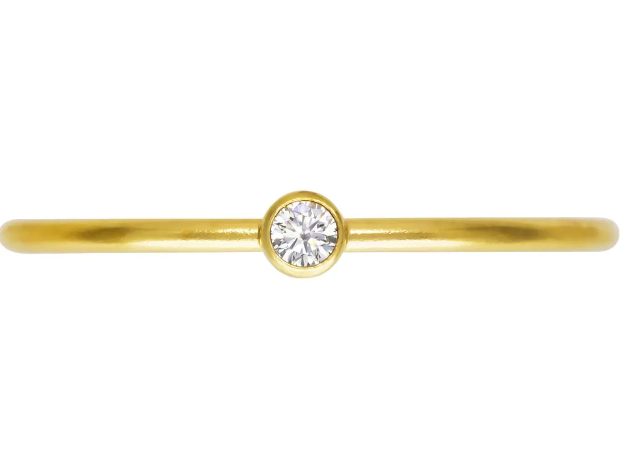 Gold Filled Stacking 2mm White Cubic Zirconia Ring Large