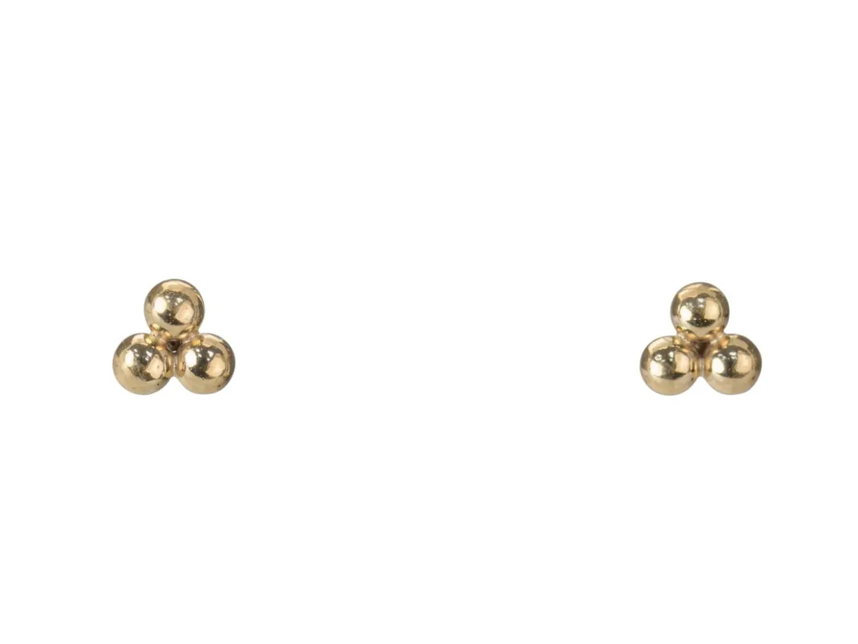 Gold Filled Trio Ball Design Stud Earrings