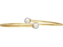 Gold Filled White Crystal Pearl Design Adjustable Bangle