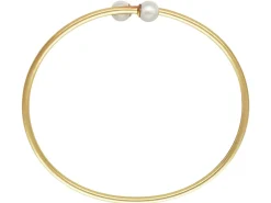Gold Filled White Crystal Pearl Design Adjustable Bangle