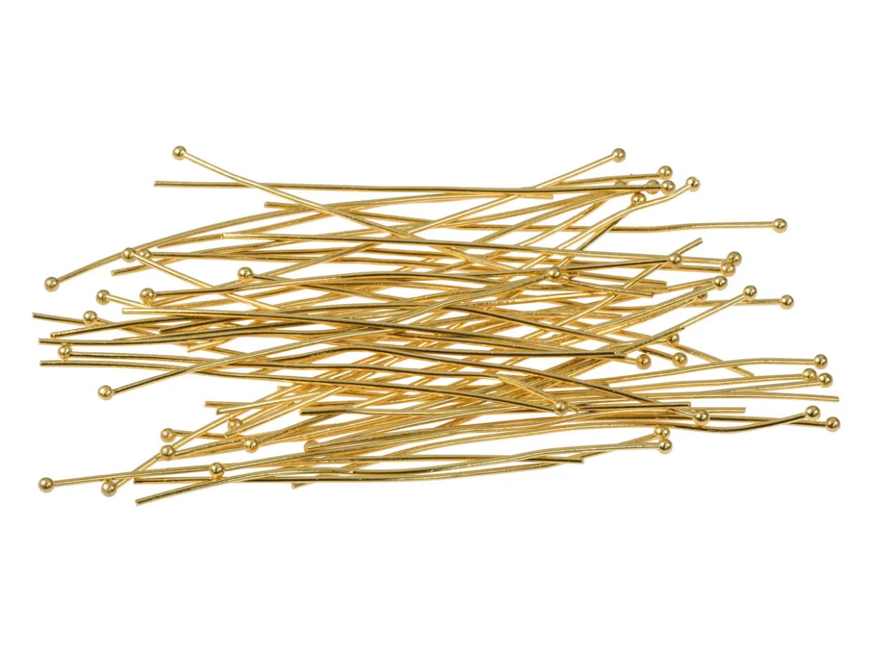 Gold Plated Ball Head Pins 50mm Pack of 50