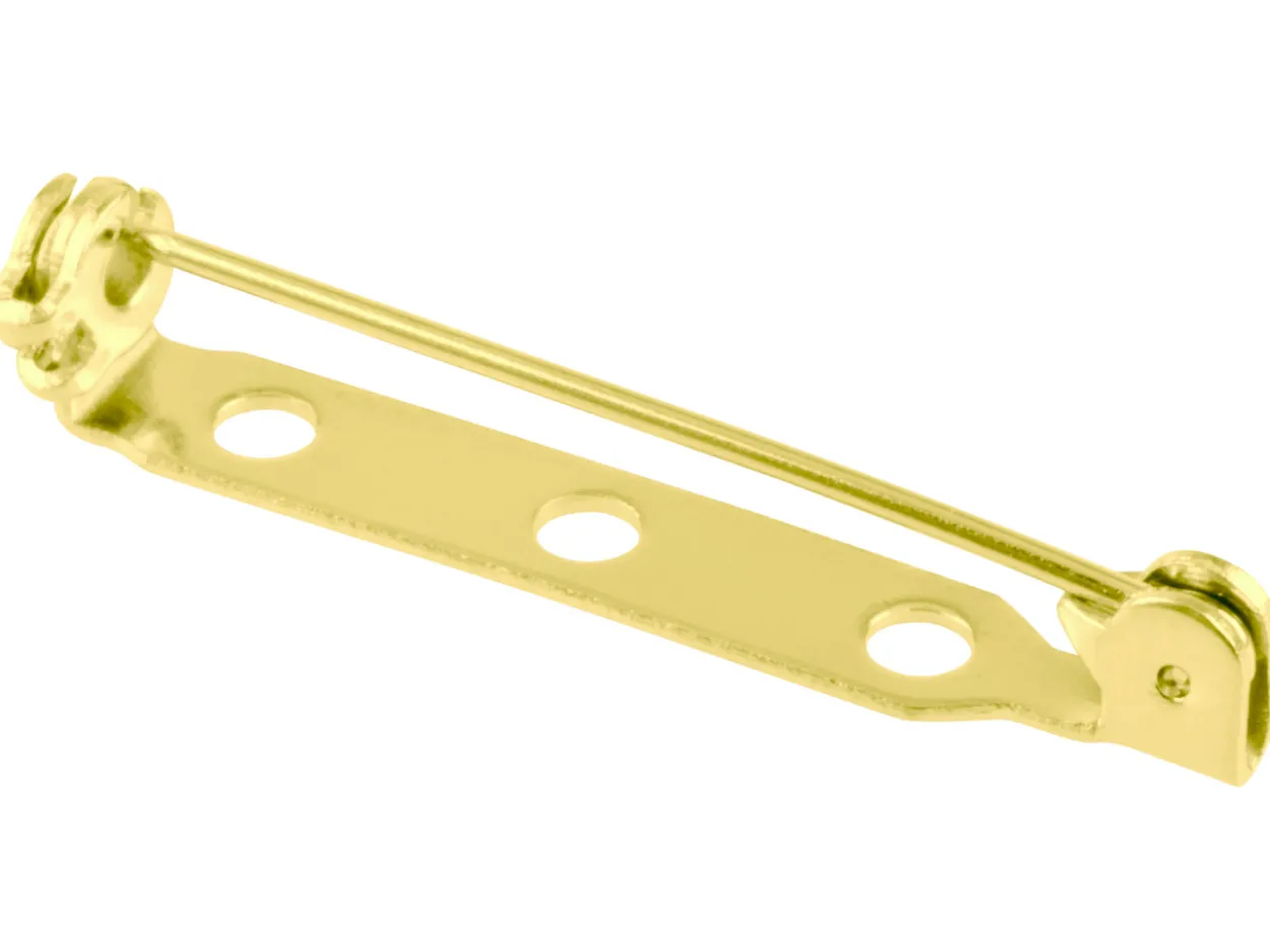Gold Plated Brooch Pins 3 Hole 30mm Pack of 6